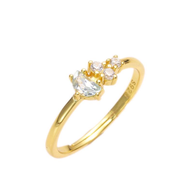 

Винтажное японское кольцо с регулируемым размером, покрытое золотом, с голубым топазом для женщин Adjustable Opening