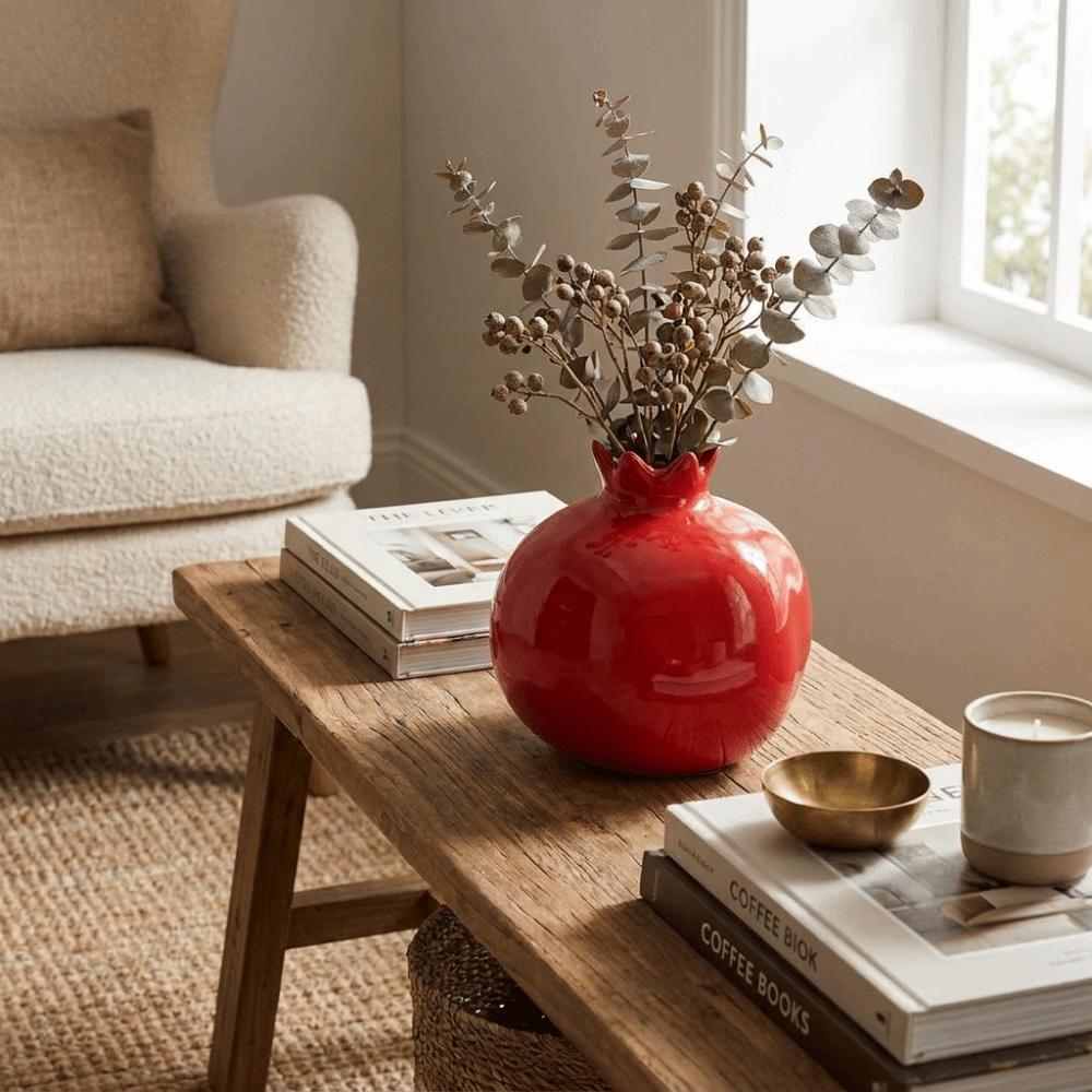 Handmade Simulated Pomegranate Vase Fruit Shaped Bud Vase Ornament Gift Desk Vase  Desktop Decor