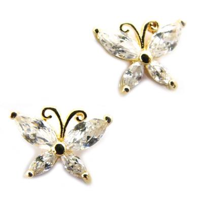 [B9812] – Weißvergoldete „Butterflies of Charm“-Ohrringe