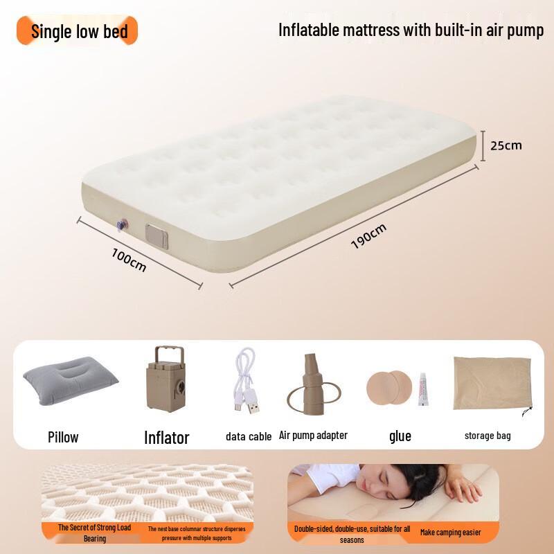 Longchan Automatic Inflatable Air Mattress with 3 Pillows