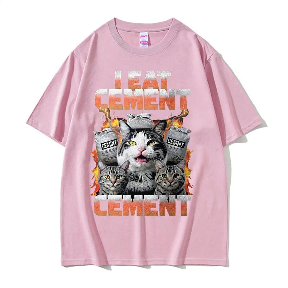 I Eat CeUnisext Cursed Cat Funny Meme Tee Shirt Unisex Women Vintage Gothic Oversized Tshirts Casual Cotton Short Sleeve T Shirt Tops