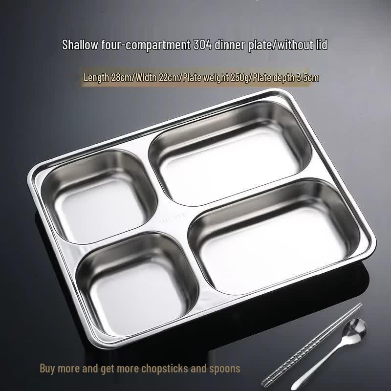 Food Grade Stainless Steel Divided Meal Tray Large Four-Grid