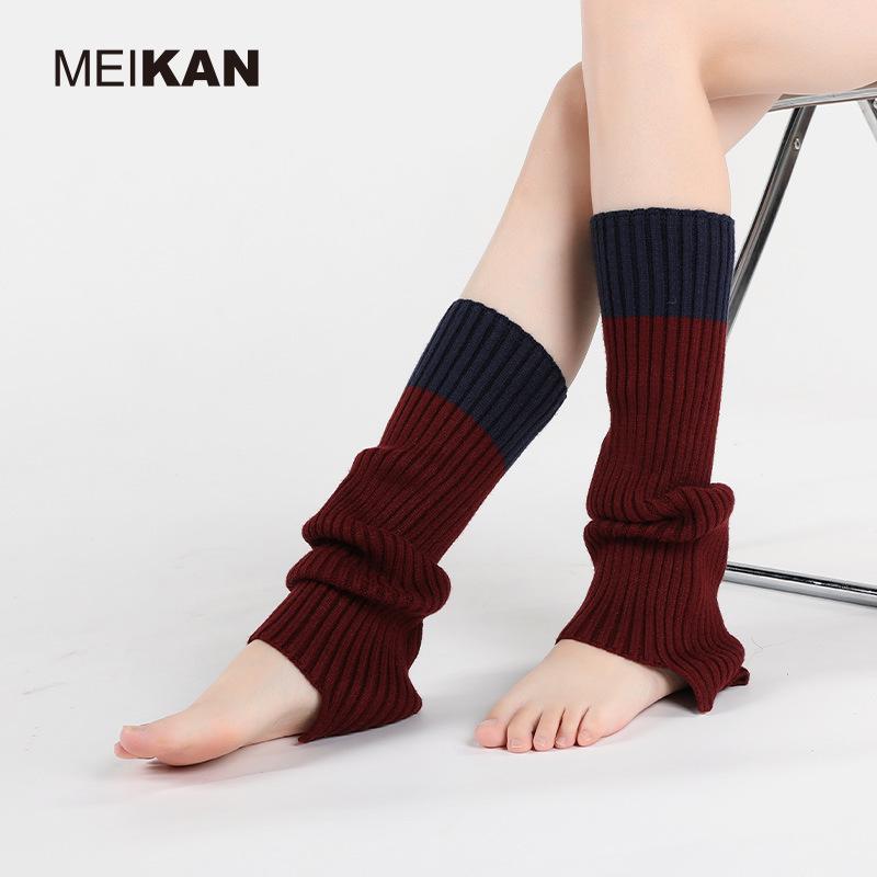 MEIKAN Women's Knee-High Extra Thick Scrunch Socks Y2K Colorblock Leg Warmers
