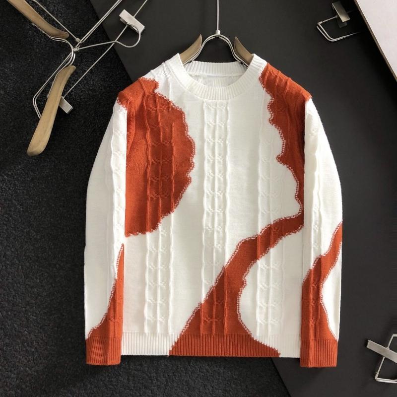 

Autumn Winter Fashion Round Neck Long Sleeve Contrast Color Pullovers Men s Clothing Casual Korean All-match Knitting Chic Tops M белый