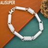925 Sterling Silver Spiral Coil Filigree Stitching Side Chain Personalized Bracelet Gift Jewelry