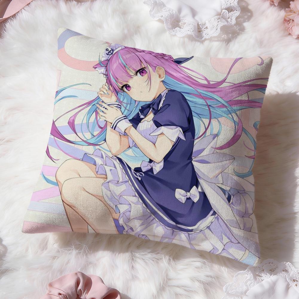 Hololive M-Minato Aqua Cushion Cover Premium Comfort Reversible Pillow Cove -Two In One Design for Any Room & Car Interior