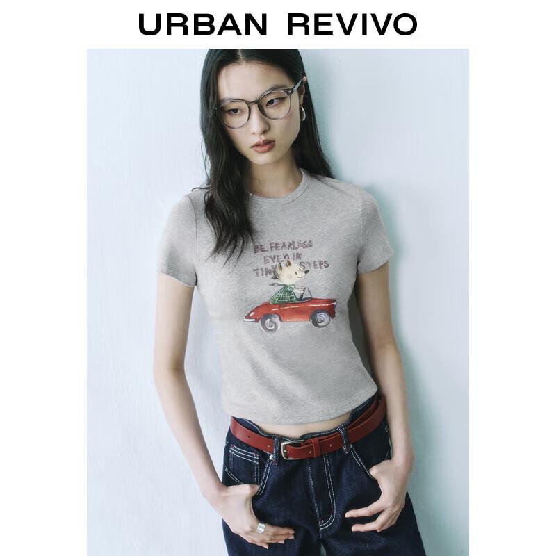 UR 2025 Summer Women s Slim Fit Printed Short Sleeve T-Shirt S