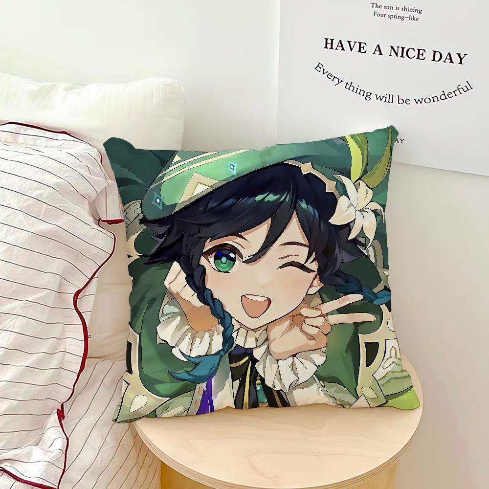 cute venti genshin impact game kawaii soft pillowcase for Sofa Home Living Room bedside Decor pillow cover Gift Party hogar
