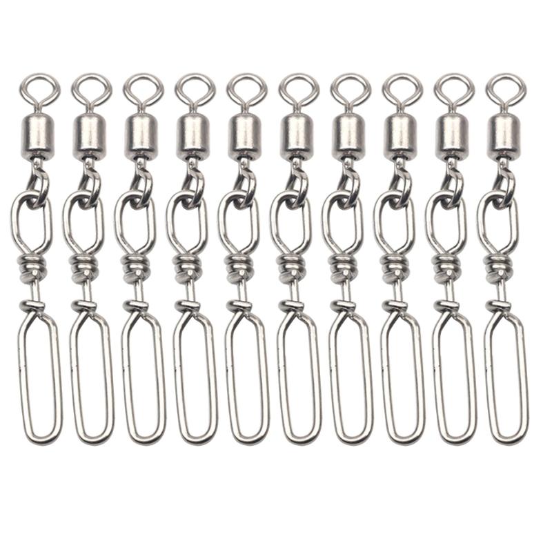 

10Pcs Highly Strength Rolling Ball Bearing Snap Fishing Barrels Swivels Baits Connectors Clip for Saltwater Freshwater M