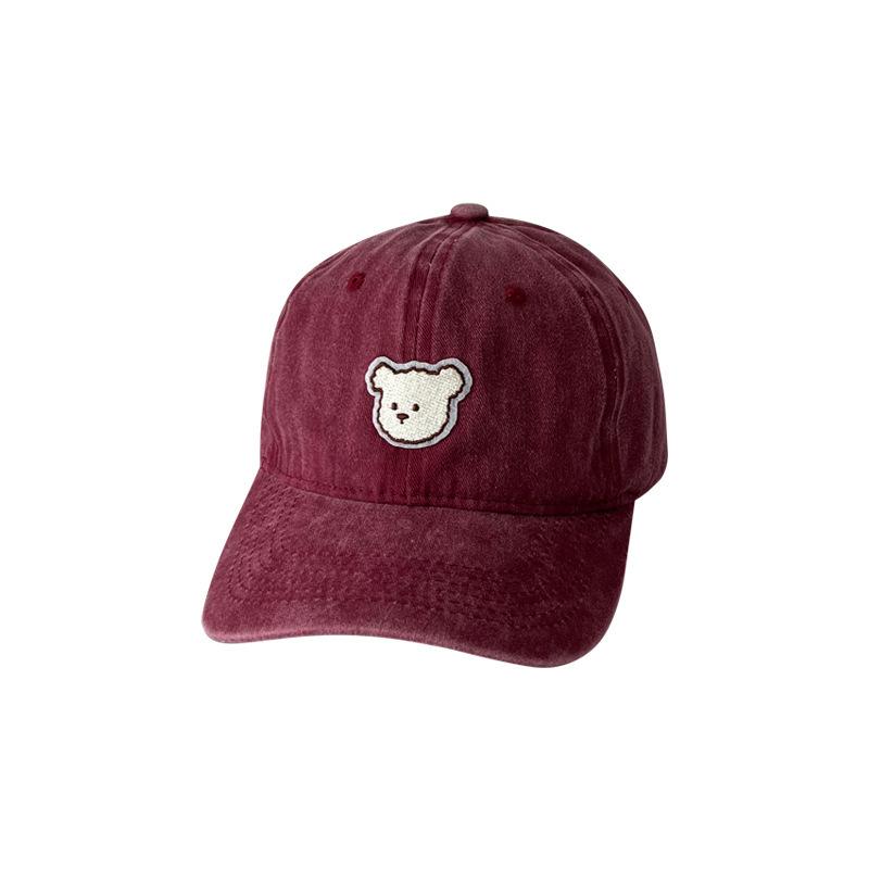 Japanese Bear Embroidered Baseball Hat for Women In Summer Korean Style Student Street Washing Versatile Baseball Hat Trendy Men