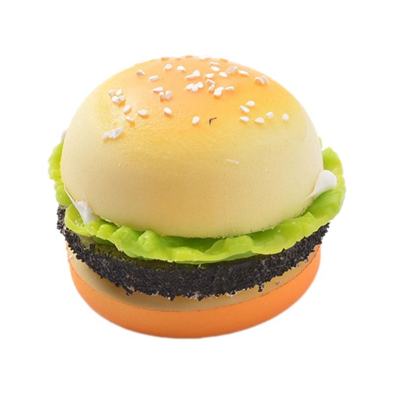Slow Rebound Pu Simulation Hamburger Stress Relief Toy, Sesame Bread Food Pendant, Photography Prop, Squishy Toy, Random Style