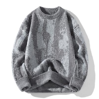 Autumn and Winter Gradient Mink Sweater Men Round Neck Pullover Sweater Men New Style Gradient Inner Base Knitted
