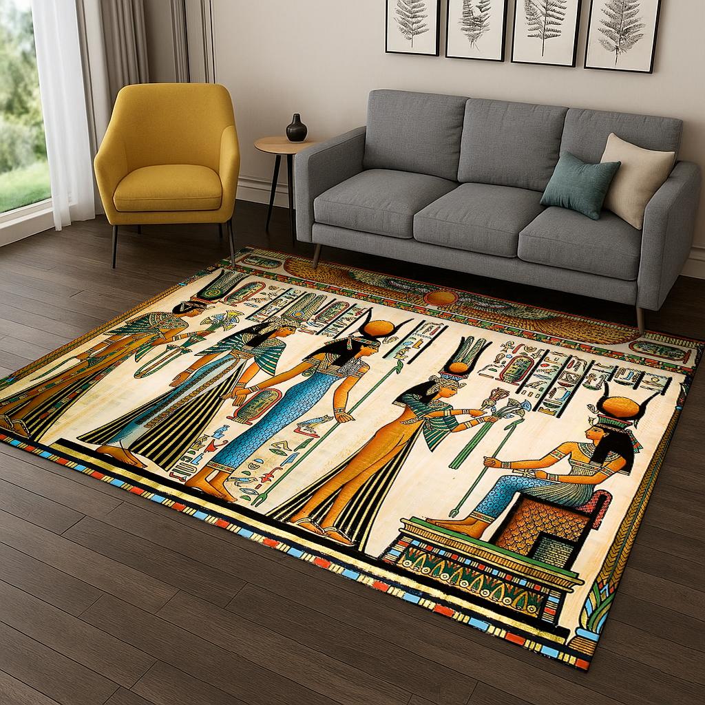 Ancient Egyptian Mythological Pharaoh Sign Carpet Rug for Home Bedroom Living Room Sofa Doormat Decor,Area Rug Game Non-slip Mat
