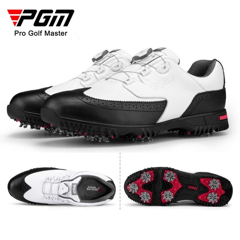BRAND PGM Real Leather Mens Quick Lace Golf Shoes Long Spike Waterproof Golfer Boots Comfortable Athletic Sneakers XZ240