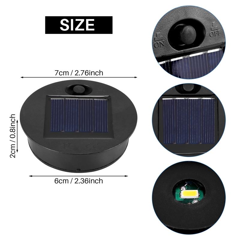 4 Stück Ersatz-Solarleuchten-Oberteile für Outdoor-Hängelaternen, Solarleuchten-Teile, Runde Solarleuchten, Wasserdicht