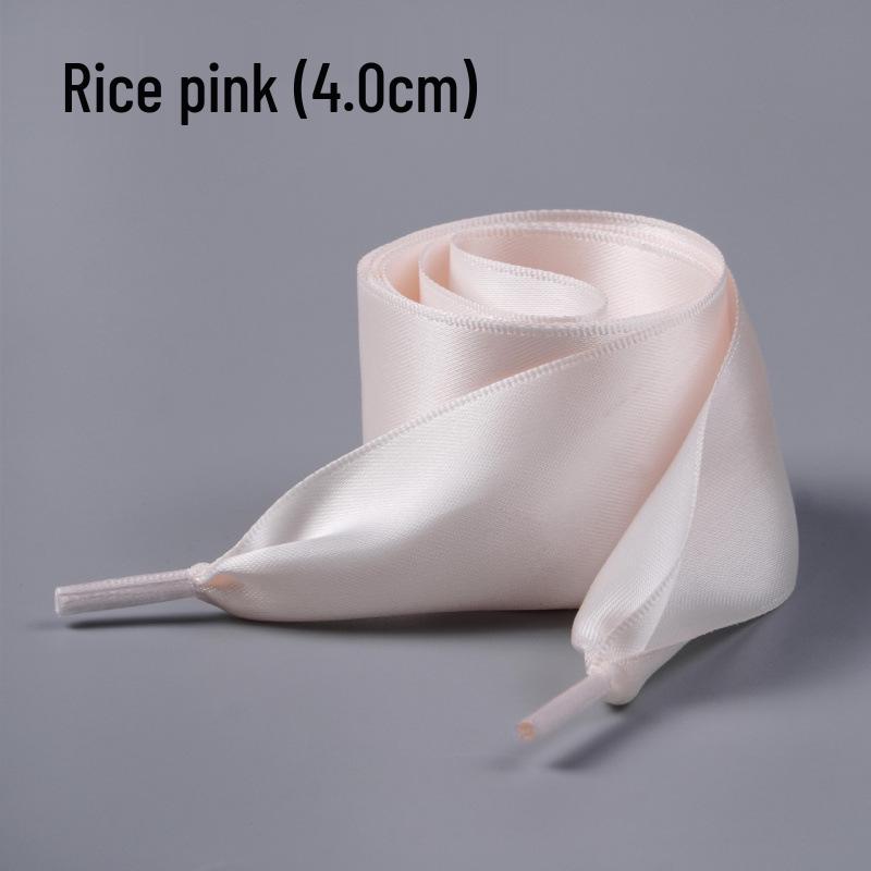 Silk Ballet Style Wide Flat Shoelaces with Bow, Suitable for Wide Holes In White or Black