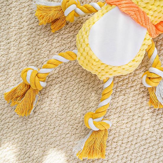 Plush Dog Toy for Aggressive Chewers Interactive Squeaky Chew Toy Soft Stuffed Animal with Cotton Rope Legs for Teething Puppies Small Medium Large