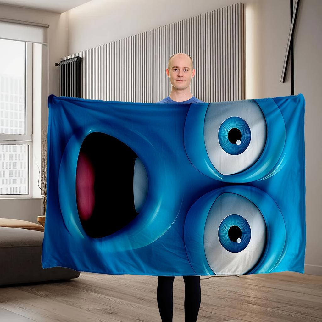 Exaggerated Cartoon Expression Flannel Printed Blanket Suitable For All Seasons Suitable For Living Room Office Sofa And Travel