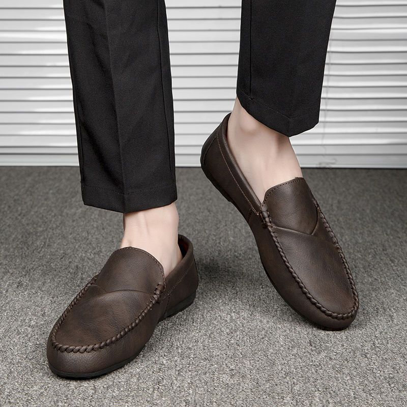 Soft Slip-on Round Toe Flat Leather Shoes for Men New Classic Original Comfortable Designer Common Man Casual Shoe In Promotion