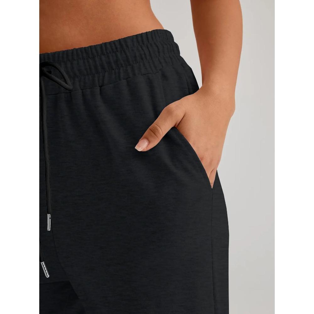 Solid Color Women Pants Pocket Long Women's Cinch Bottom Sweatpants High Waisted Athletic Joggers