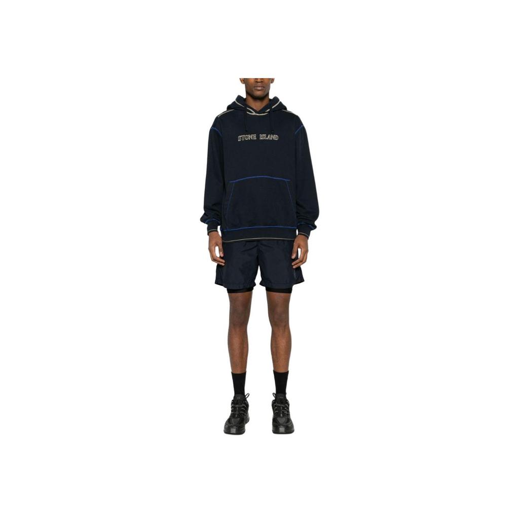 Stone Island Solid Color Logo Patch Double Layer Casual Shorts Men shorts Black 7915B0146-V0020