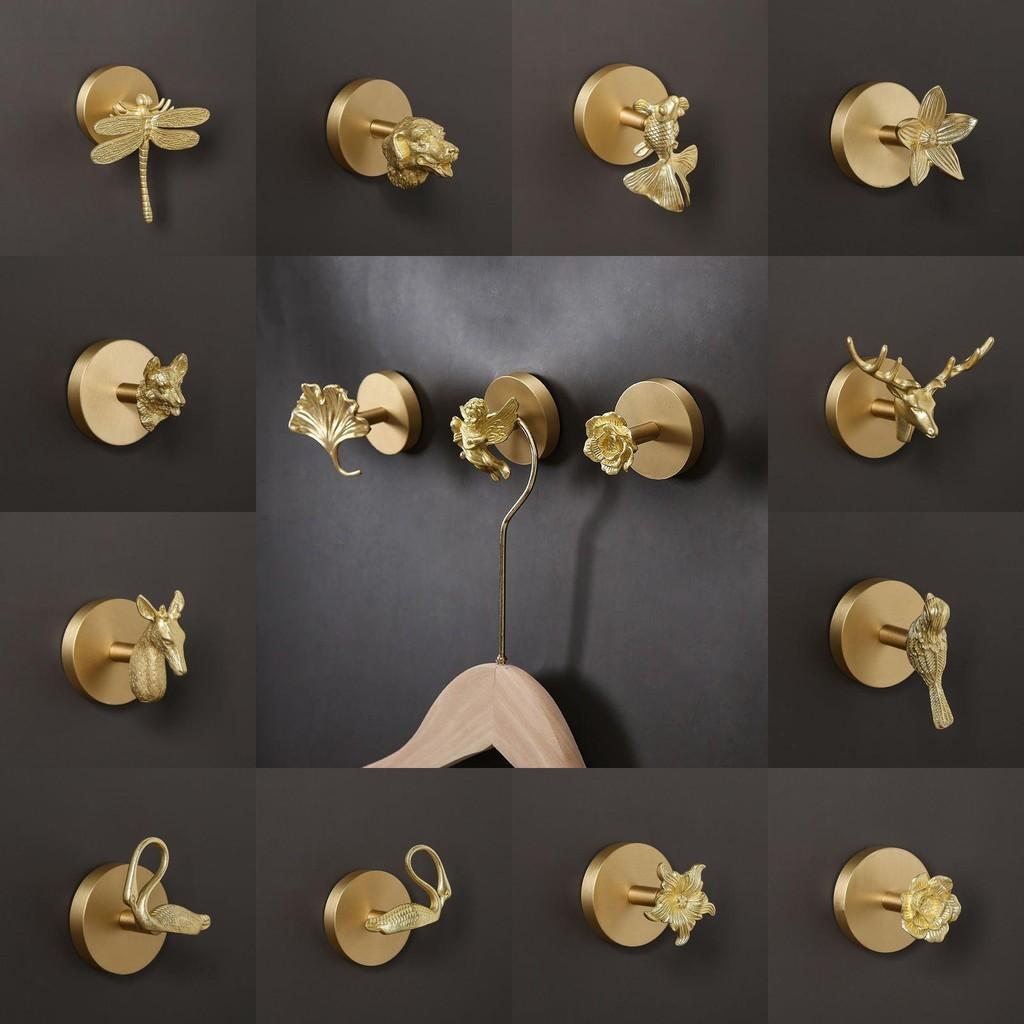 Leaf Brass Ginkgo Angel Bird Dragonfly Wall Hook With Adhesive For Decor Door