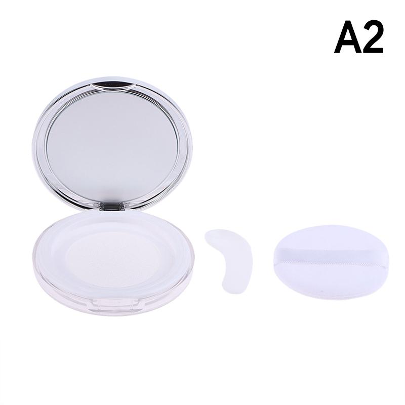 Portable Mini Powder Box Empty Sieve Loose Powder Pot Box With Powder Puff Mirror Cosmetic Travel Makeup Jar Sifter Container