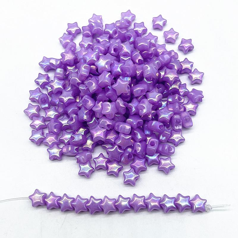 50pcs 10mm AB Colourful Five-pointed Star Acrylic Loose Spacer Beads for Jewelry Making DIY Handmade Bracelets Accessories