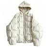 Knitted Hooded Puff Cotton-padded Clothes for Women's New Fake Two-piece Loose Cotton-padded Clothes, Warm and Thickened Cotton-padded Jacket.