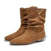 Mode AIYUQI 2025 Neue Damen Western Cowboy Stiefel Spitz, Plissierter Blockabsatz Damenstiefel Große Größe Vintage Stiefeletten weiblich