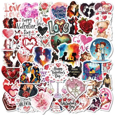 50 PCS LOVE Couple Stickers - Romantic Valentine Decals for Phone Case, Suitcase, DIY Gifts