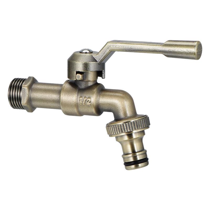 Retro Brass Water Tap: Dual Output, High Flow, Anti-Freeze, Crack-Resistant, All-Copper Washing Machine Faucet
