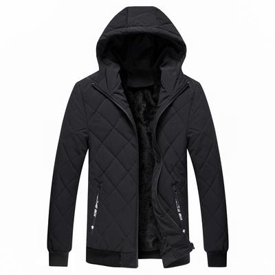 Jaqueta de Algodão Masculina Outono e Inverno com Capuz e Veludo Jaqueta Masculina com Capuz Masculina Grossa Casual Roupas de Algodão