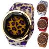 Women's Leopard Faux Leather Strap Charm Roman Numerals Quartz Wrist Watch