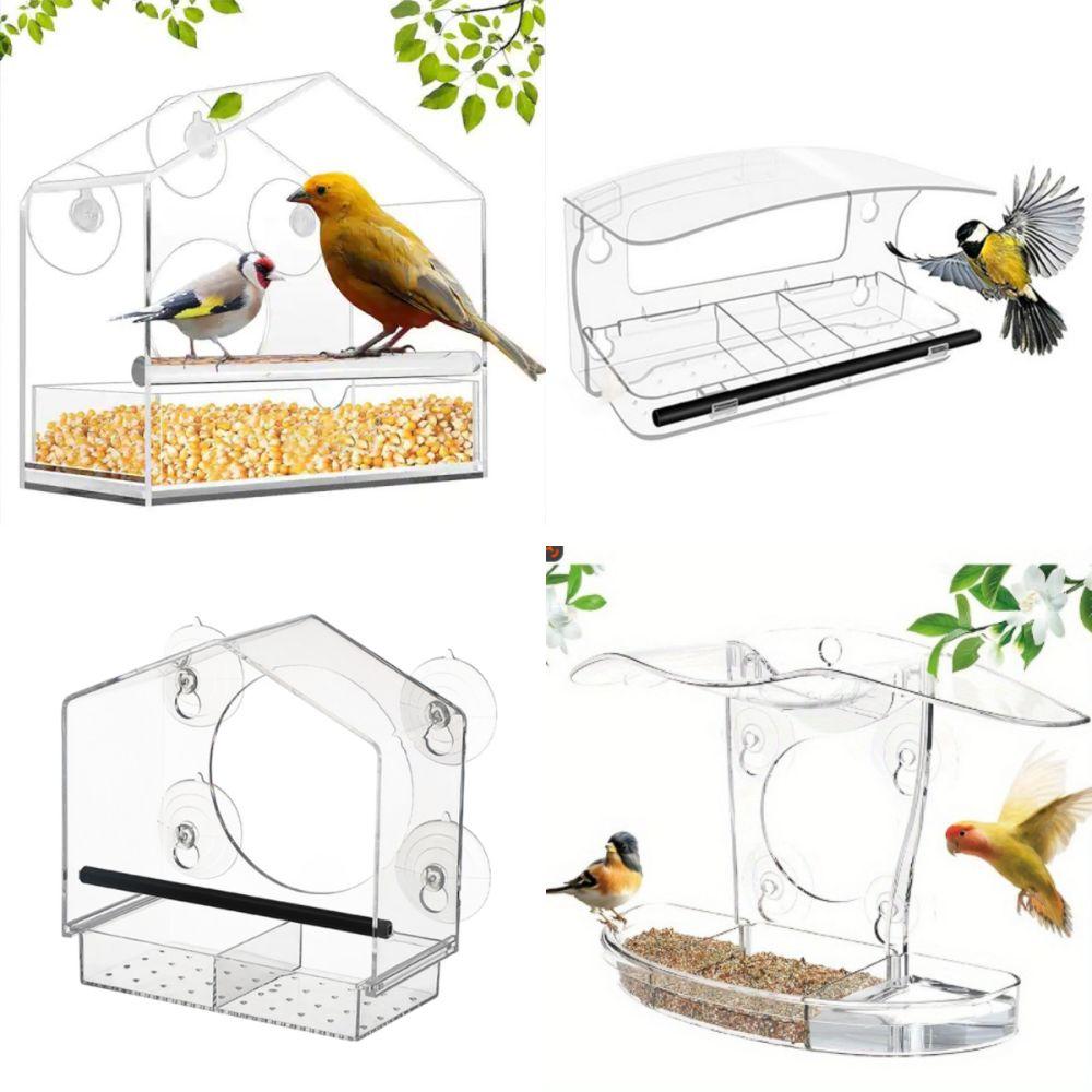Tool-Free Bird Feeding Bowl Dual Seed Tray Wild Birdfeeder New Window Bird Feeder Bird Viewing