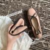 Premium Sheepskin Version~ Gentle Bow Square Head Shallow Mouth Flat Bottom Soft Sole Ballet Single Shoe Women