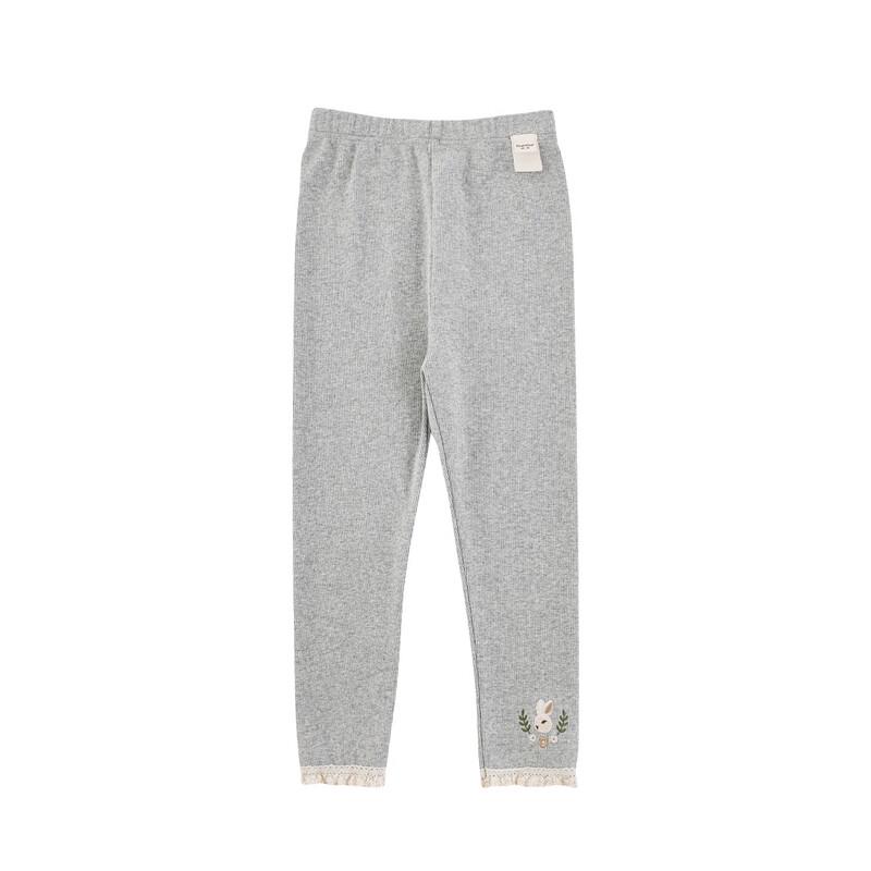 YOYO Girls Casual Ribbed Leggings with Lace Trim 110