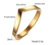 Women's Stainless Steel Gold V-Shaped Zircon Ring