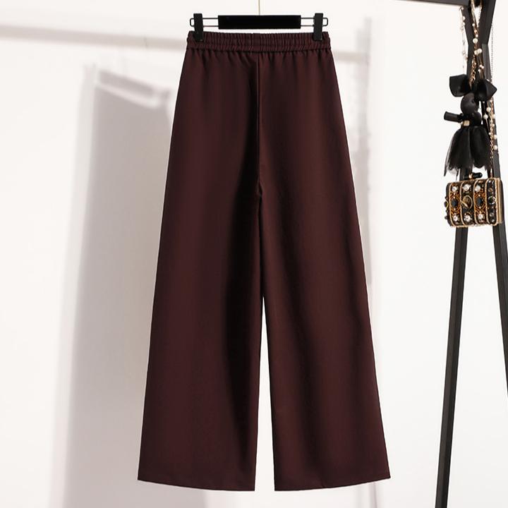 Dimanaf 2025 Plus Size Long Pants Women Elastic Loose High Waist Vintage Solid Cotton Loose Casual Female Basic Trousers Harem Pants Wide Leg Pants