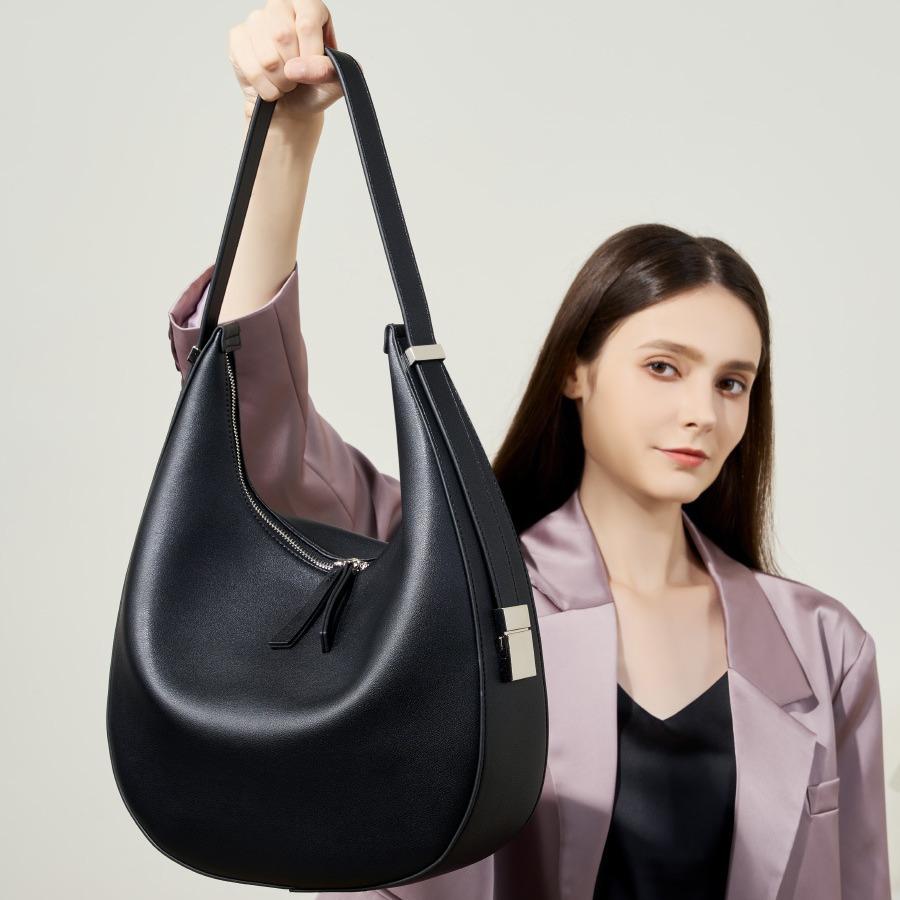 Handtasche aus Leder für Damen, Neue vielseitige Pendler-Schulter-Umhängetasche, Trendiges Design Rindsleder Achseltasche