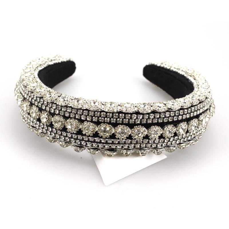 

2026 European and American Baroque Rhinestone Headband Wide Edge Full Diamond Color with Diamond Fashion Ball Headband