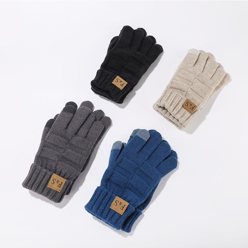 New Winter Warm Thicken Men Knitted Hat Women Scarf Scarf And Gloves Three Piece Plush Thermal Beanie Hats Casual Skullies Cap