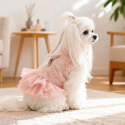 Pet Clothes Autumn and Winter Small Puppies Happy Dog and Cat Warm Skirts Fragrant Gauze Skirts