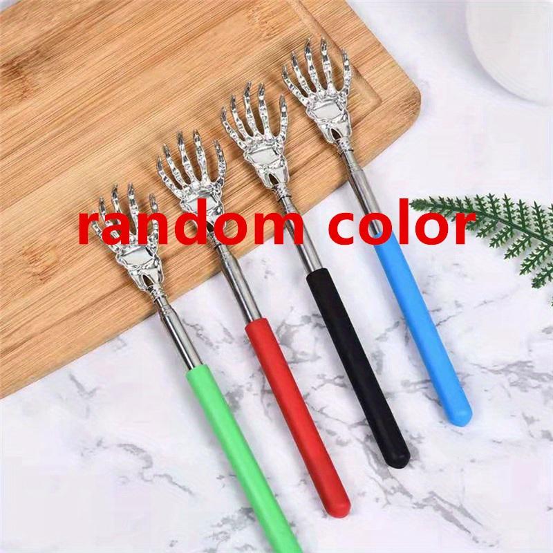 1pc New Halloween-themed Retractable Back Scratcher Tool Stainless Steel Horn Massager, used to relax the back.