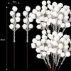 100/5pcs Artificial White Holly Berries Stems Berry Picks for DIY Xmas Wreath Floral Arrangements Winter Holiday Xmas Tree Decor