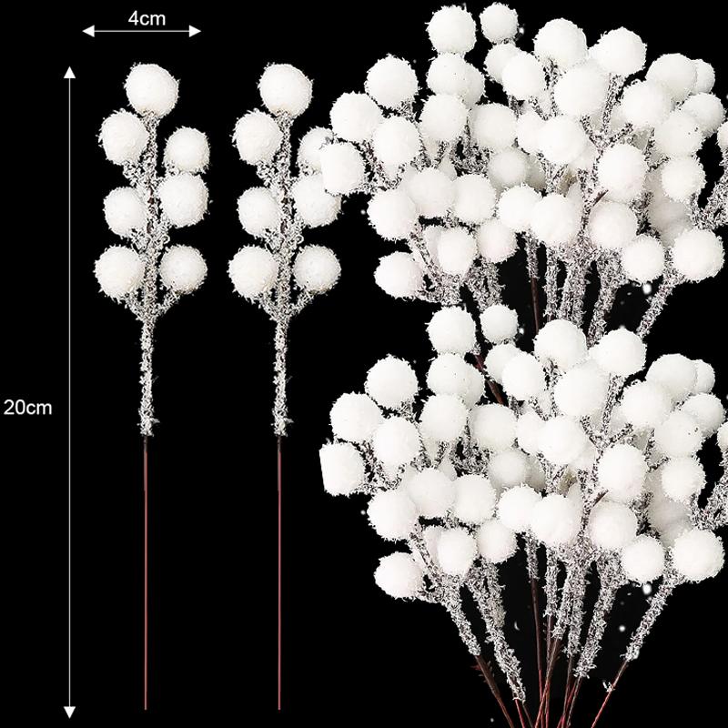 

100/5pcs Artificial White Holly Berries Stems Berry Picks for DIY Xmas Wreath Floral Arrangements Winter Holiday Xmas Tree Decor 5pcs белый