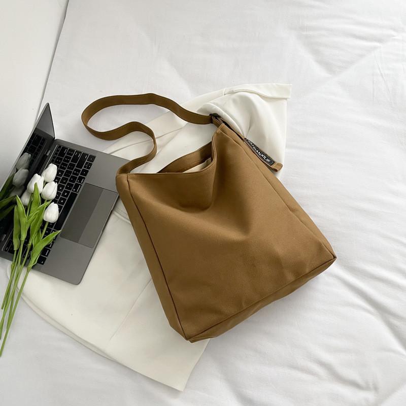 Large Capacity Canvas Shoulder Bag For Women Stylish Korean Trendy Shopping Tote