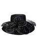 Wide Brim Organza Flower Hat For Women Tea Party Wedding Church Evening Event