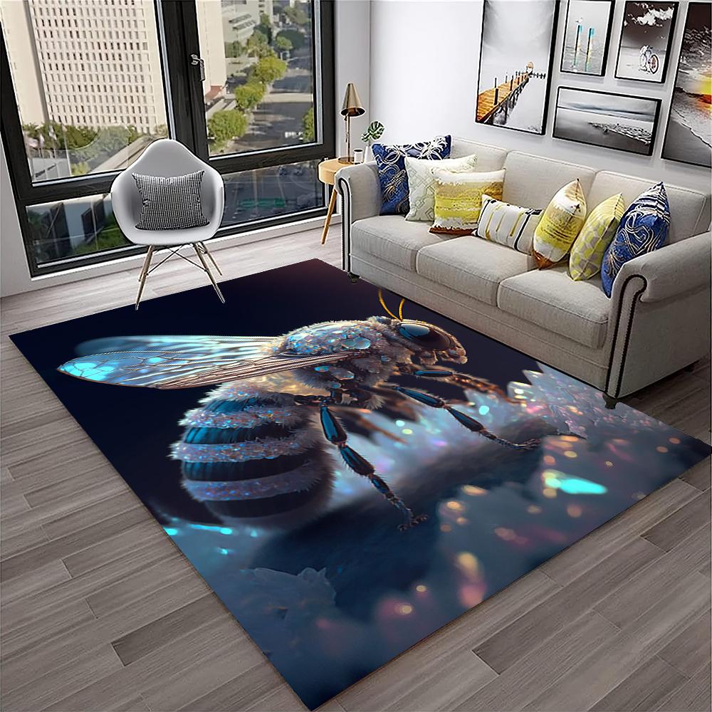Cute Bee HoneyBee Insect Cartoon 3D Carpet Rug for Home Living Room Bedroom Sofa Doormat Decor,kids Area Rug Non-slip Floor Mat