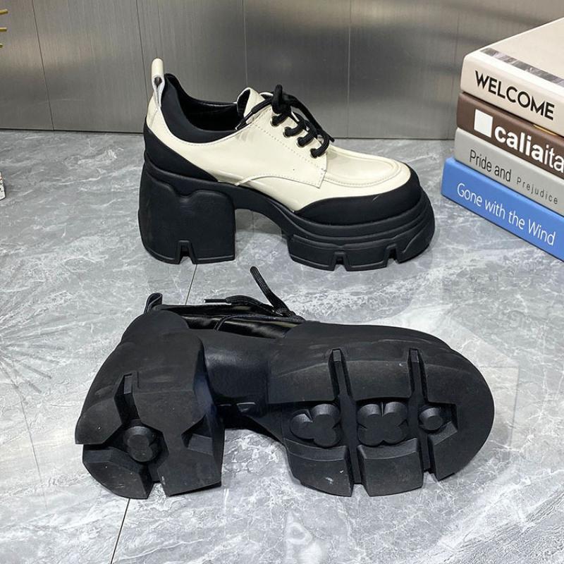 Fashion Lefu Shoes Women's 2024 Autumn New Thick Sole Single Shoes Lace Up Small Leather Shoes Casual Single Shoes Platform